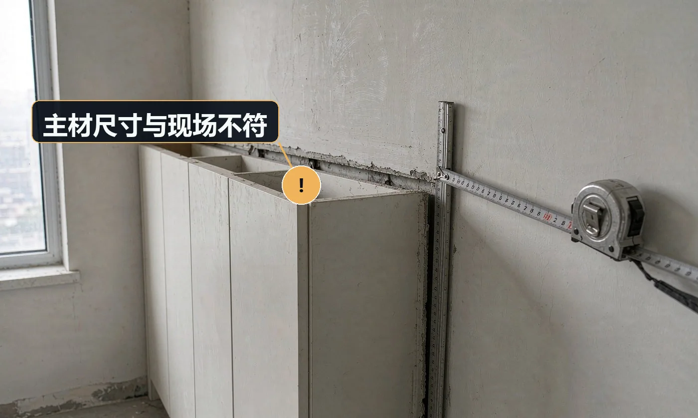 现象:柜子到家门口进不去,或热水器装不进预留位。原因:下单前未实测现场;未考虑门洞、管道、电梯等运输与安装条件