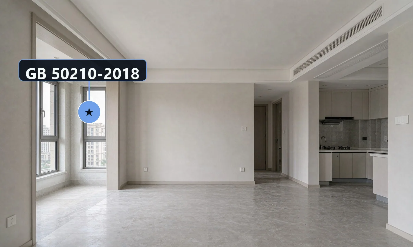 底线规范:GB 50210-2018《建筑装饰装修工程质量验收标准》—— 饰面(石材、瓷砖、木饰面、涂料)清洁后的外观与成品保护要求;GB 50325-2020《民用建筑工程室内环境污染控制标准》—— Ⅰ类民用建筑限值:…