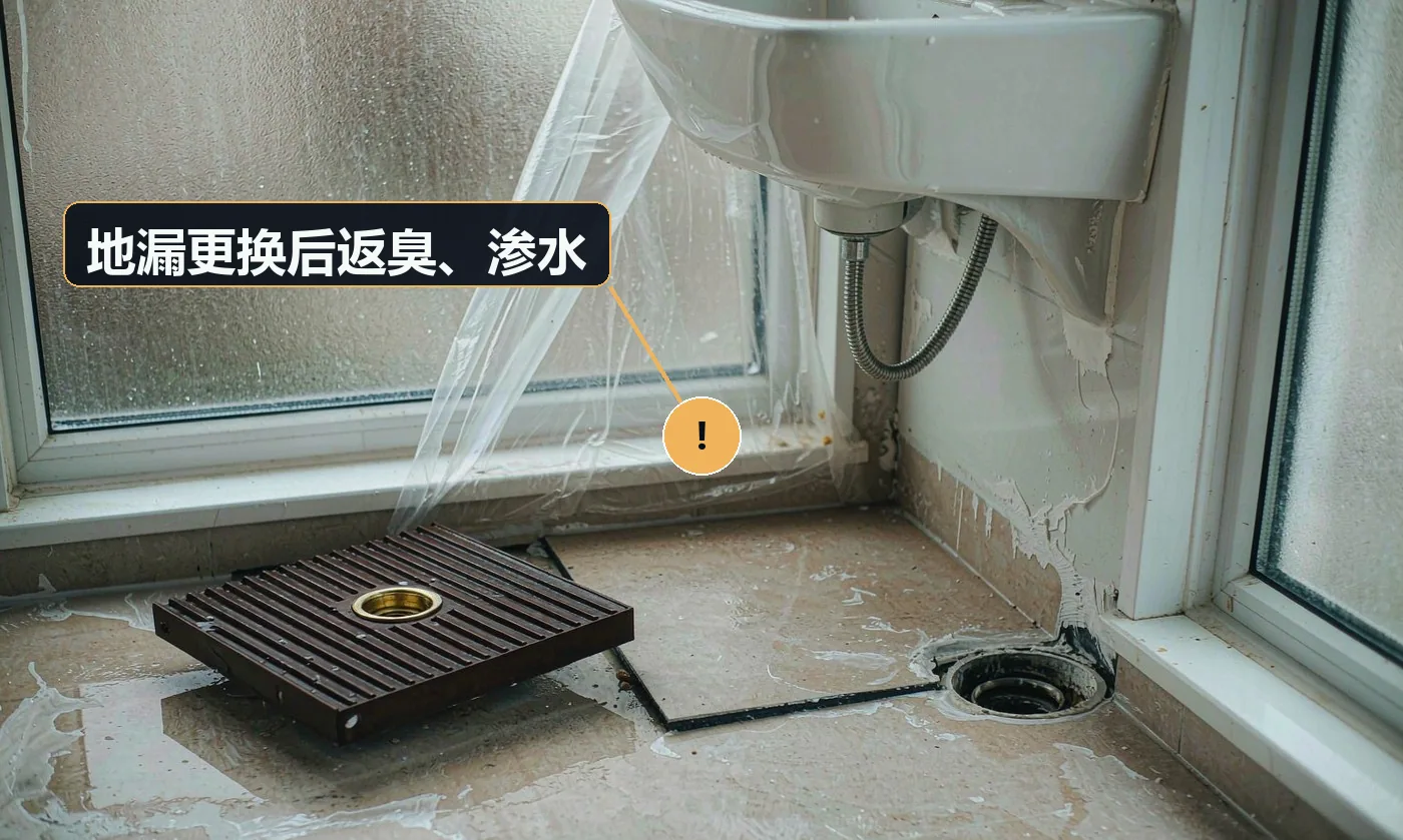 现象:换了新地漏还是臭,或地漏周边渗水。原因:未做管根附加层;使用普通地漏;周边密封不严;与管口错位