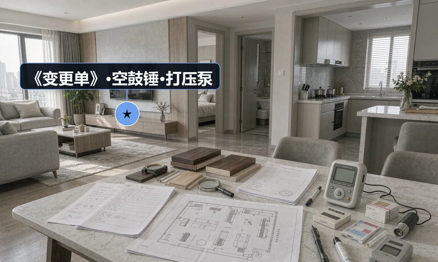 验收工具:《交付验收 checklist》(按空间逐项);《硬装 / 软装 / 家电综合落位图》